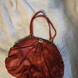 Dior Red Leather Handbag W Snake Clasp